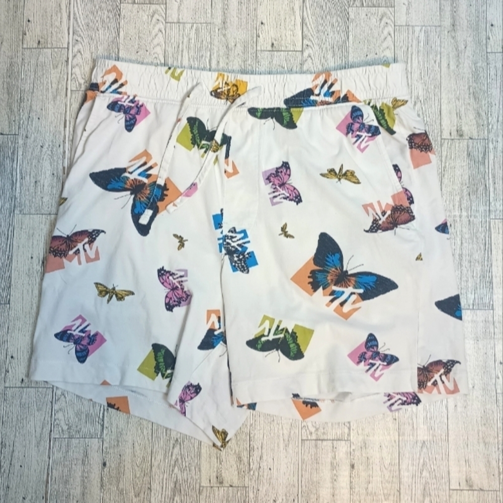 H&M MTV Butterfly Cotton Boxer Style Pajama Shorts Size Small